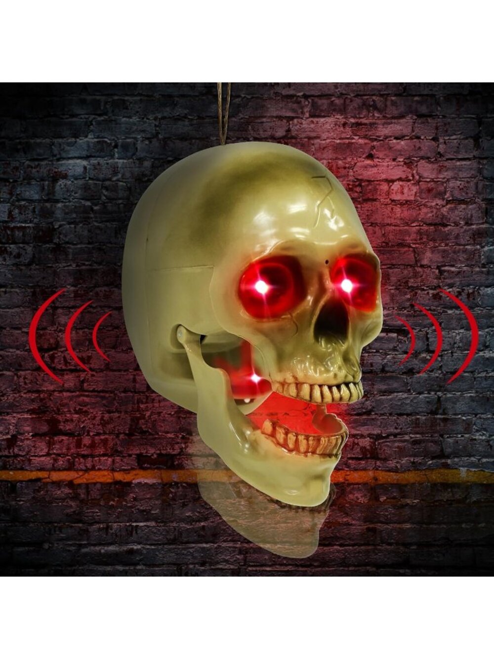 🎃Halloween Talking Hanging Skull Head Decoration Sound/Light Haunted House Part